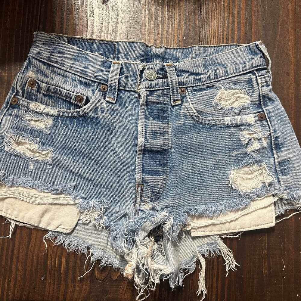 Levi's Blue Distressed Jean Shorts